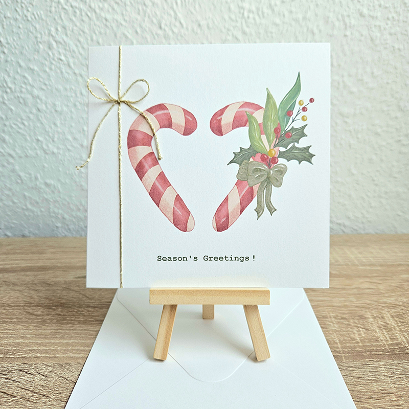 Carte d'Emoi - Carte de voeux Sucre d'orge Madeleine bijoux fleurs